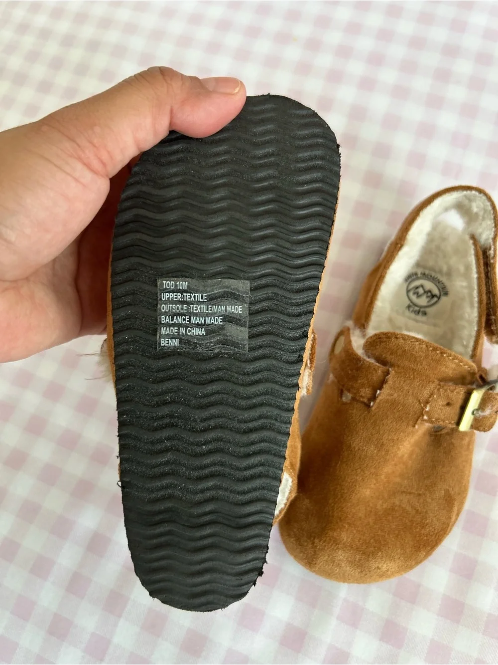 White Mountain Brown Suede Faux-Fur Lined Kids Slip-On Moccasins